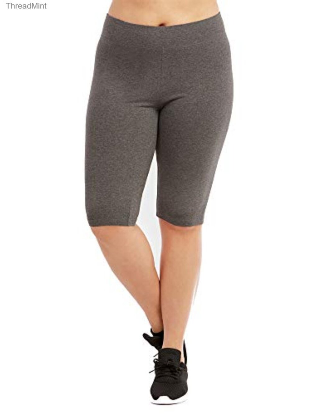 Women's Plus Size Cotton Bike Shorts with Pockets - High Waist Bermuda Long